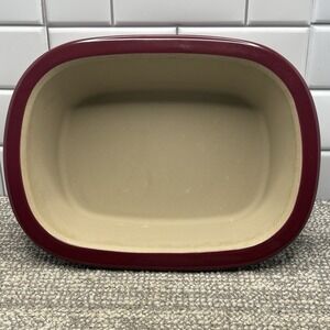 Pampered Chef 3.1 Qt Oval Casserole Dutch Oven Stoneware Cranberry Red Bottom